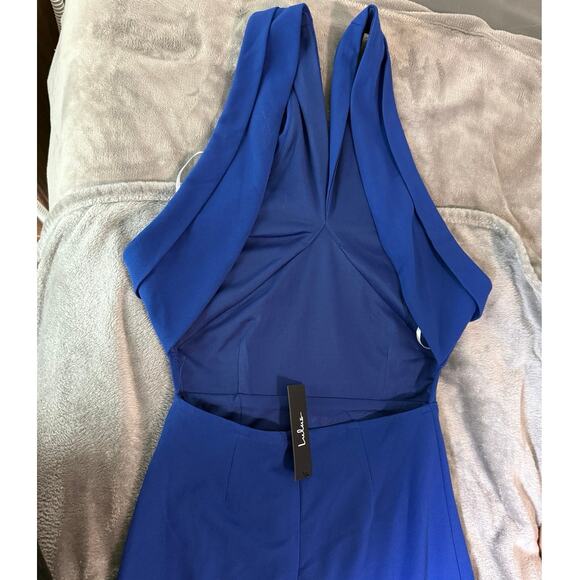 NWT Lulu’s Head to Cocktail Hour Royal Blue Halter Neck Maxi Dress Size Small - Picture 8 of 9